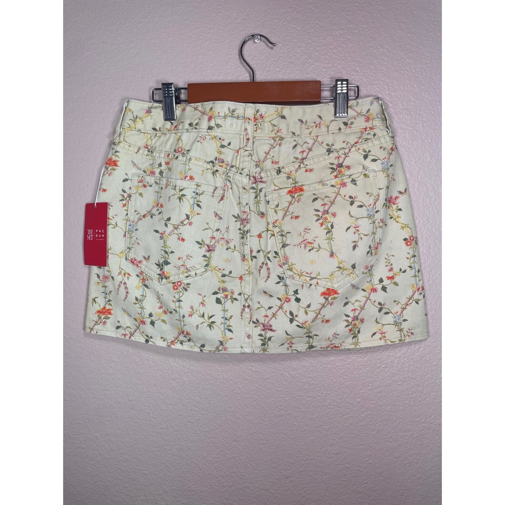 PacSun x The Met Floral Denim Mini Skirt Cream Multi Size 26 NWT - Picture 7 of 7